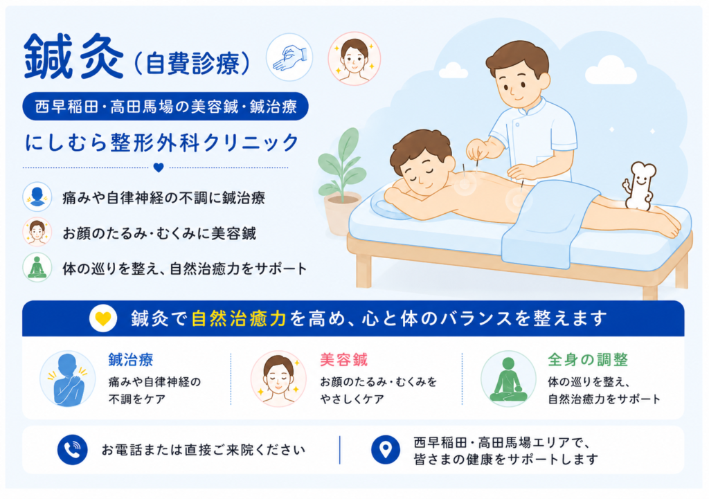 にしむら整形外科クリニックの鍼灸治療(自費診療)のイメージイラスト画像