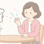手のしびれは何科を受診すべきか悩む患者と、原因や受診の目安を解説するイラスト