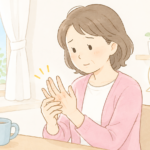 リラックスして過ごしながら関節への負担を減らす工夫やストレッチを行う人物のイラスト（新宿区西早稲田の整形外科「にしむら整形外科クリニック」）